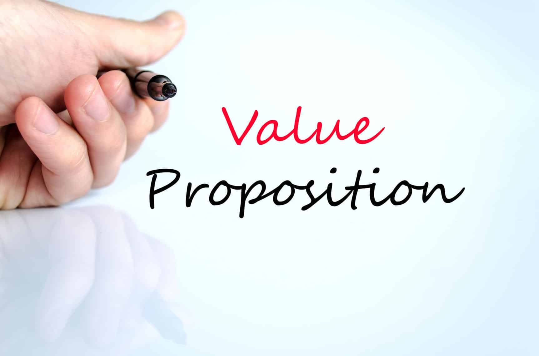 Value proposition text concept isolated over white background