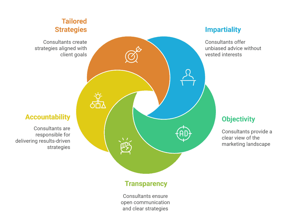 Graphic highlighting why consultants are different from agencies